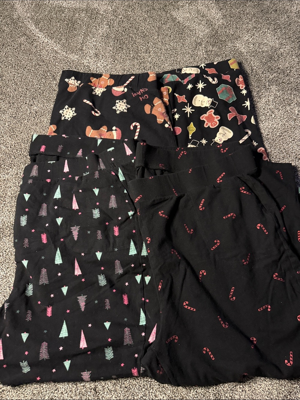 4 pair Holiday legging bundle -Festive Gingerbread & Candy Cane Print